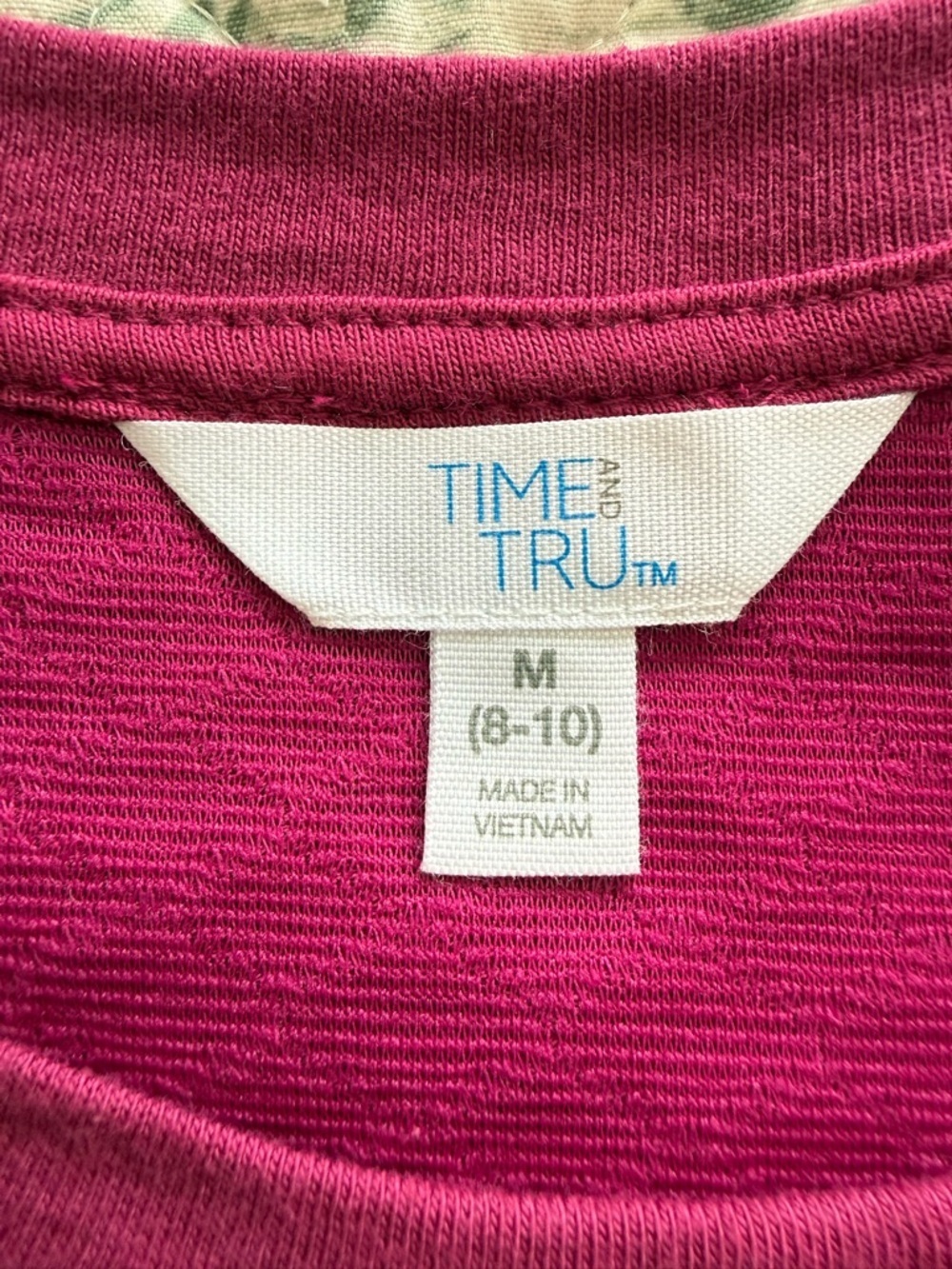 Time and Tru Magenta Puff Sleeve Textured Sweatshirt Size Medium (8-10) - Picture 3 of 9